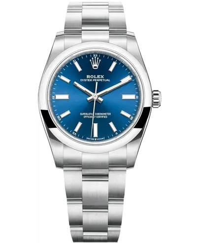 Rolex Oyster Perpetual 34 Blue Dial Steel Women's Watch - Model M124200-0003 (blue, arb12004)