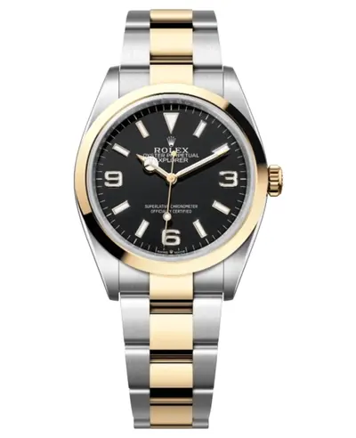 Rolex Explorer 36 Yellow Gold Automatic Black Dial Chronometer Unisex Watch Model M1242730001 M124273-0001 (black, arb12007)