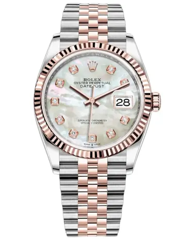 Rolex Datejust 36 Model M126231-0021: Steel & Rose Gold Mother-of-Pearl Diamond Dial Women's Watch (arb12036)