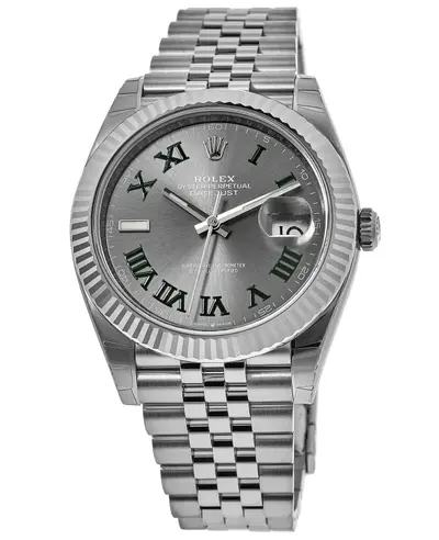 Brand New Authentic Rolex Datejust 41 mm Men's Watch Model M126334-0022 with Wimbledon Dial, Fluted Bezel, Steel & White Gold (arb12173)