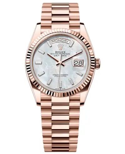 Rolex Day-Date 36 Mother of Pearl Diamond Dial Women's Watch Model M1282350078 M128235-0078 (arb12241)