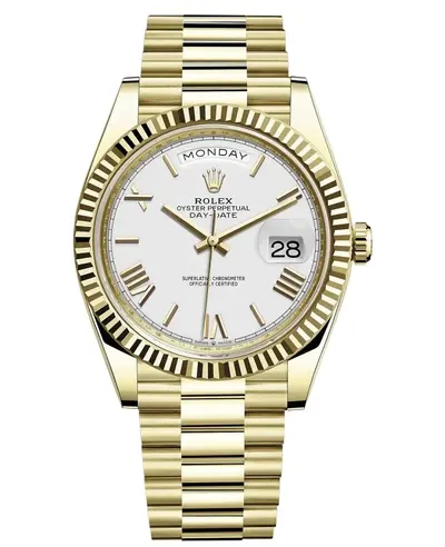 Rolex Day-Date 40 Model M228238-0042 Yellow Gold White Dial Men's Watch (white, arb12299)