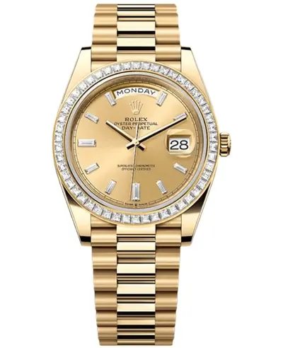Rolex Day-Date 40 Champagne Dial Diamond Bezel Mens Watch M228398TBR-0002 (arb12319)