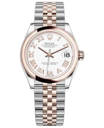 Rolex Datejust 31 MM White Dial Roman Numeral Women's Watch Model M278241-0002 Everose Gold Stainless Steel (white, arb12342)