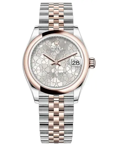 Rolex Datejust 31 Silver Floral-Motif Diamond Dial Women's Watch, Model: M278241-0032 (arb12346)