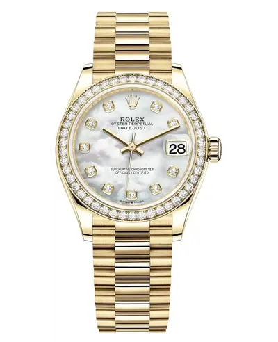 Rolex Datejust 31 Yellow Gold Mother-of-Pearl Diamond Dial Diamond Bezel Women's Watch Model m278288rbr-0006 (arb12406)