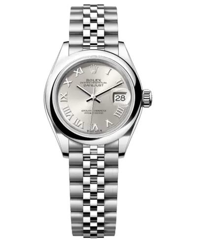 Rolex Lady-Datejust 28 Silver Dial Oystersteel Women's Watch - Model M279160-00 structures M279160-0007 (arb12434)