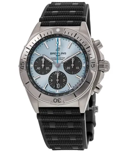 Men's Watch Chronomat B01 42 Ice Blue Dial with Platinum Black Rubber Strap | Model PB0134101C1S2 Breitling (blue, arb12602)
