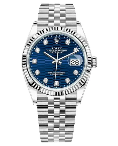 Rolex Datejust 36 Women's Watch m126234-0057 Blue Fluted-Motif Diamond Dial (blue, arb12085)