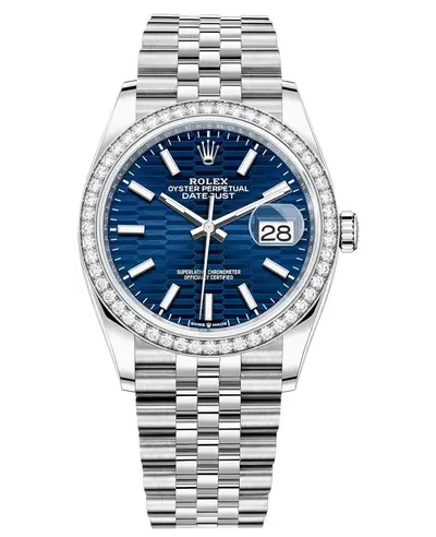 Rolex Datejust 36 White Gold & Diamonds M126284RBR-0041 Blue Fluted-Motif Dial Women's Watch (blue, arb12107)