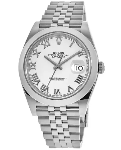 Rolex Datejust 41 Stainless Steel White Roman Jubilee Band Men's Watch Model M126300-0016 (white, arb12120)