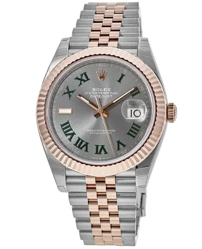 Rolex Datejust 41 Steel and Everose Gold Wimbledon Green Dial Jubilee Men's Watch Model M126331-0016 (arb12142)
