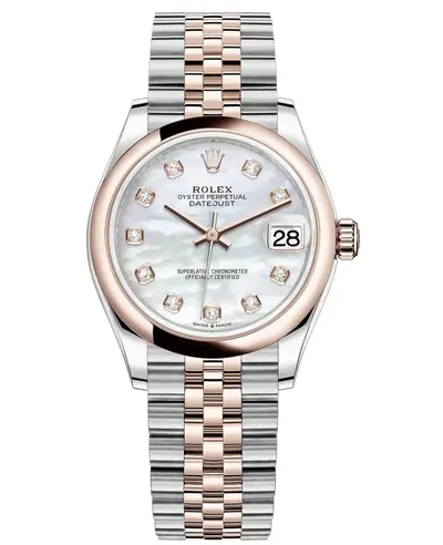 Rolex Datejust M278241-0026: 31mm Steel and Everose Gold Case Mother-of-Pearl Diamond Dial Luxury Watch (arb12345)