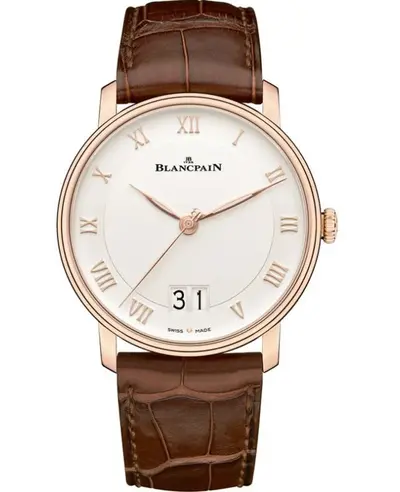 Authentic Blancpain Villeret Automatic Grande Date Men's Watch Model 6669-3642-55B. - Ref: 6669-3642-55b (arb11116)