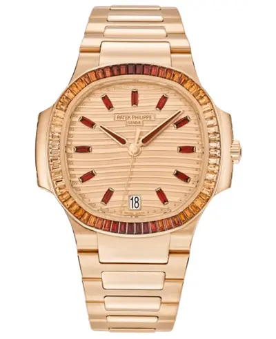 Patek Philippe Nautilus Model 7118/1300R-001, Rose Dial Garnet Bezel Folding Clasp (pink, arb11127)