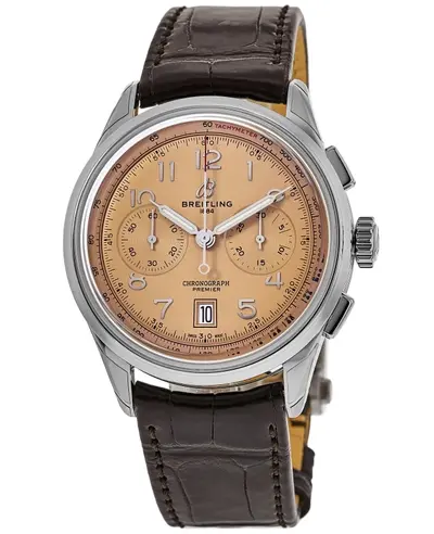 Breitling Premier B01 Chronograph 42 Copper Dial Leather Strap Men's Watch AB0145331K1P1 (arb11435)
