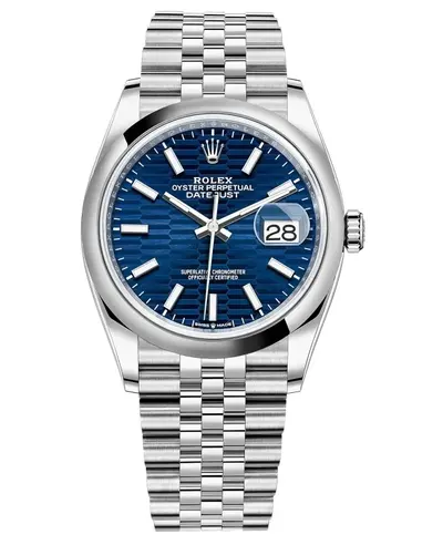 Rolex Datejust m126200-0021 Women's Stainless Steel Blue Dial Fluted-Motif Watch (blue, arb12021)
