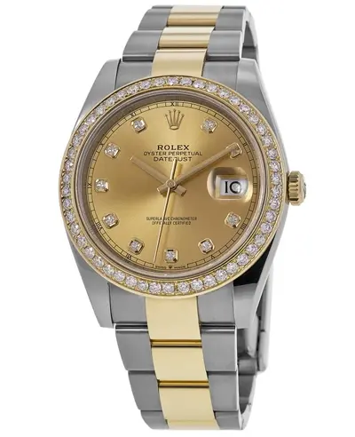 Rolex Datejust 41 M126303-0011-cd Champagne Diamond Dial Custom Diamond Bezel Unisex Watch (yellow, arb12130)