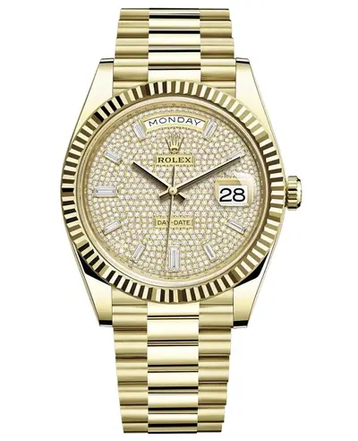 Rolex Day-Date 40 Men's Luxury Watch Model M228238-0054, Polished Yellow Gold Case Pave Diamond Dial (arb12300)