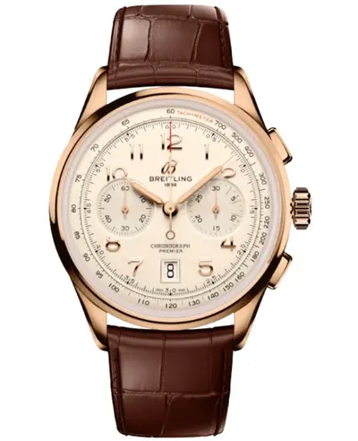 RB0145371G1P2 Breitling Premier Chronograph 42mm Automatic Cream Dial Rose Gold Men's Watch (arb12690)