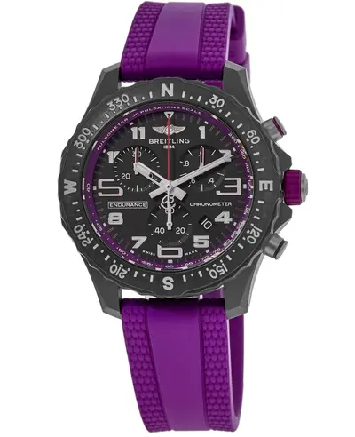 Model X83310F61B1S1: Breitling Endurance Pro 38 Chronograph Black Dial Purple Rubber Strap Unisex Watch (black, arb13274)