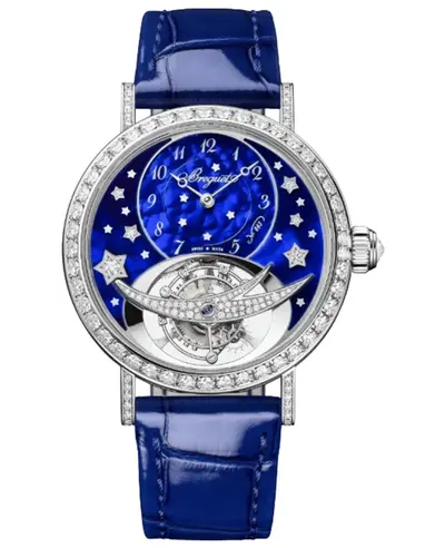 Authentic Breguet Classique Tourbillon Manual Winding Blue Dial 18K White Gold Diamond Bezel Women's Watch Model: 3358BB/VD/986/D0 (blue, arb10250)