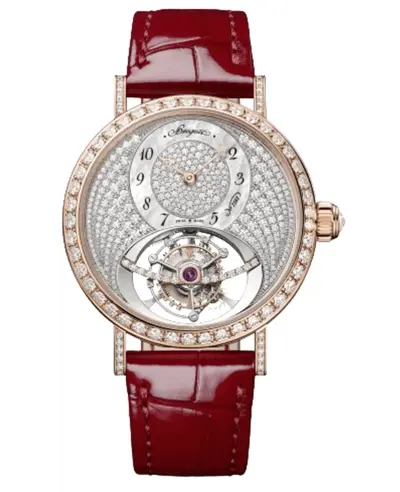 3358BR/8D/986/D0 Breguet Classique Tourbillon Manual Winding Mother of Pearl Diamond Dial 18K Rose Gold Leather Strap Women's Watch (arb10251)