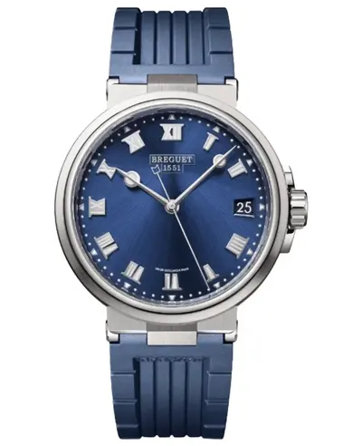 Breguet Marine Automatic Blue Dial Rubber Strap Men's Luxury Watch Model 5517ti/y1/5zu (blue, arb10940)