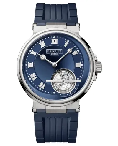 Model 5577PTY25WV Breguet Marine Automatic Tourbillon Blue Dial Platinum Leather Strap Men's Luxury Watch 5577PT/Y2/5WV (blue, arb10959)