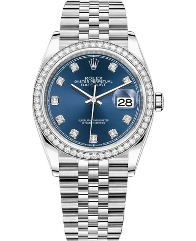 Rolex Datejust 36 White Gold & Diamonds Blue Diamond Dial Women's Watch, Model M126284RBR-0029 (blue, arb12105)