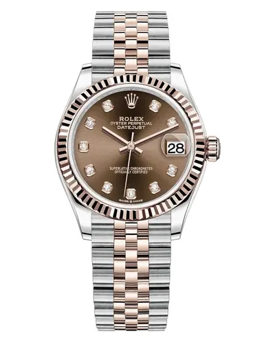 Rolex Datejust Model M278271-0028, Stainless Steel and Rose Gold with Chocolate Diamond Dial Women's Watch (arb12356)