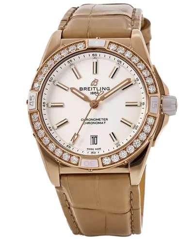 Breitling Super Chronomat R17356531G1P1 18K Rose Gold Beige Dial Diamond Bezels Automatic Women's Luxury Watch (beige, arb12662)