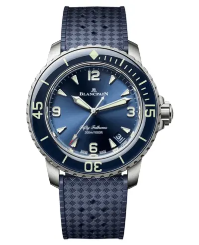 Blancpain Fifty Fathoms Automatic Blue Dial Titanium Rubber Strap Men's Watch Model: 5010-12B40-O64A (blue, arb10733)