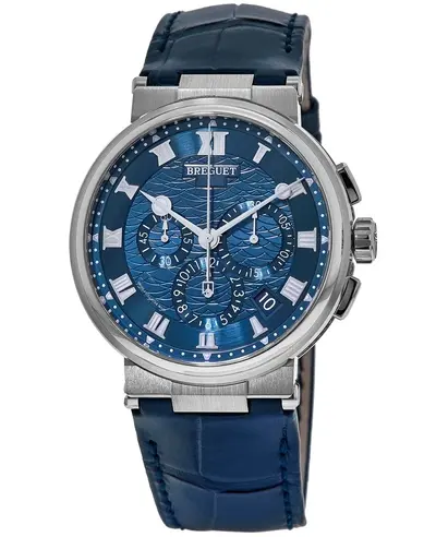 Breguet Model 5527bb/y2/9wv Marine Chronograph - Blue Dial, White Gold Case (blue, arb10943)