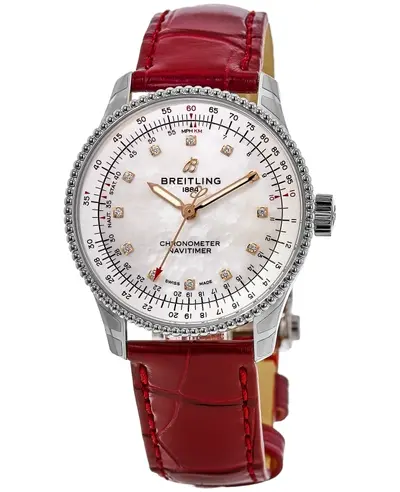 Breitling Navitimer Automatic 35 Mother of Pearl Diamond Dial - Model A17395211A1P6 (arb11314)