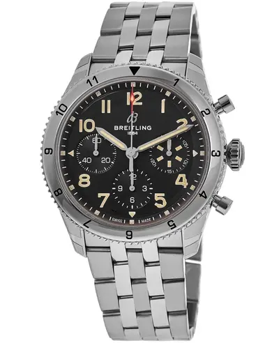 Breitling Classic Avi Chronograph 42 P-51 Mustang Black Dial Steel Bracelet Men's Watch Model A233803A1B1A1 (black, arb11324)