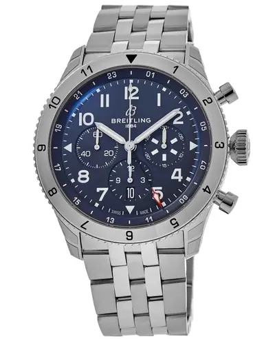 Breitling Super Avi B04 Chronograph GMT 46 Model AB04451A1C1A1 Blue Dial Steel Men's Watch (blue, arb11472)