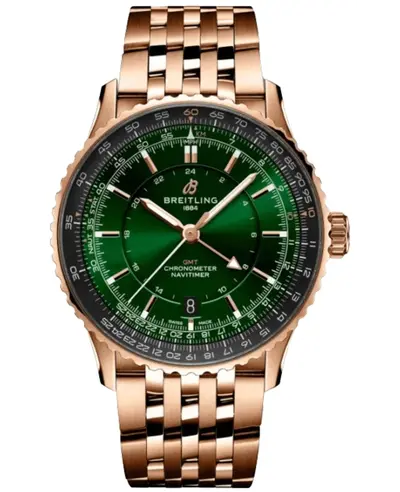 Authentic Breitling Navitimer R32310251L1R1 - Automatic 41 GMT Rose Gold Green Dial Men's Watch (green, arb12669)