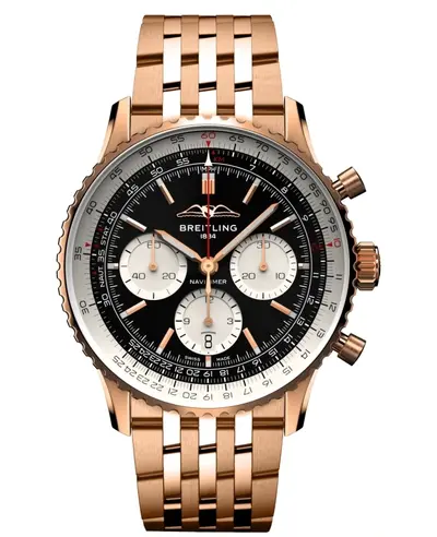 Men's Breitling Navitimer B01 Chronograph 43 Black Dial Rose Gold rb0138211b1r1 (black, arb12686)