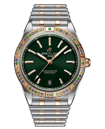 Breitling Chronomat Automatic 36 South Sea Green Dial in Rose Gold and Steel - Model U10380611L1U1 (green, arb12731)