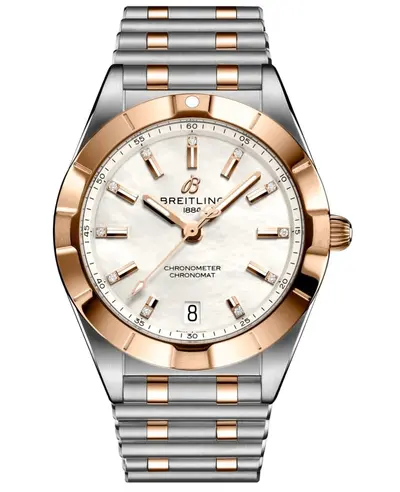 Breitling Chronomat Quartz 32 Mother of Pearl Diamond Dial Rose Gold & Steel Women's Watch - Model U77310101A2U1 (arb12747)