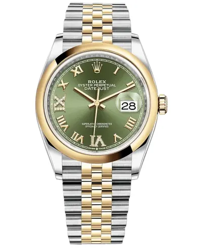 Rolex Datejust 36 M126203-0025 Men's Watch Yellow Gold Steel Olive Dial Roman (green, arb12028)