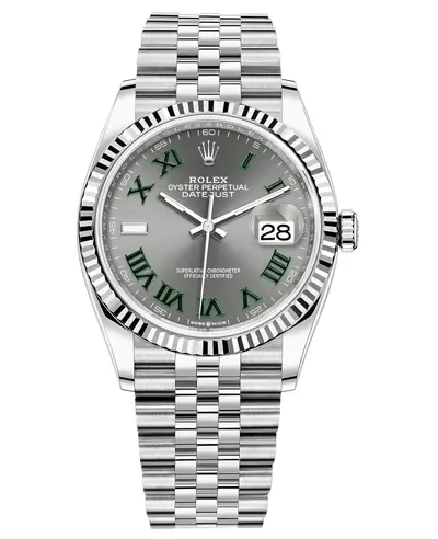 Rolex Datejust 36 Steel & White Gold Slate Roman Dial Women's Watch Model m126234-0045 (arb12079)