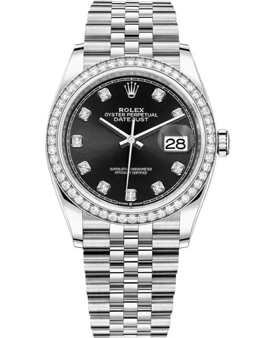 Rolex Datejust 36 White Gold & Diamonds Unisex Luxury Watch Model M126284rbr-0019 (black, arb12103)