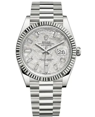 Rolex Day-Date 40 - Model M228239-0055: Authentic Men's White Gold Meteorite Diamond Dial Watch (arb12306)