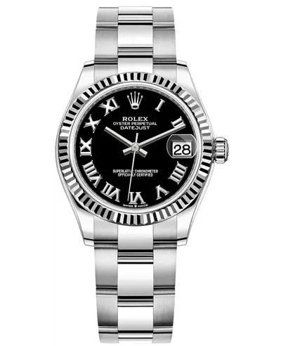 Rolex Datejust 31 Stainless Steel and White Gold Black Roman Dial Women's Watch, Model M278274-0001 (black, arb12371)