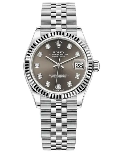 Rolex Datejust 31 Stainless Steel White Gold Dark Grey Diamond Dial Women's Watch Model: m278274-0008 (arb12374)