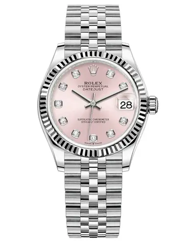 Rolex Datejust 31 Stainless Steel and White Gold Pink Diamond Dial Women's Watch - Model M278274-0032 (pink, arb12386)