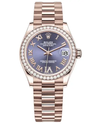 Rolex Datejust 31 Everose Gold Model M278285RBR-0023: Purple Dial, Diamond Bezel & Roman Dial Watch (violet, arb12404)