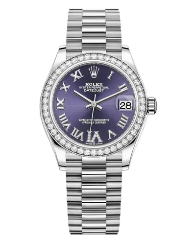 Rolex Datejust 31 White Gold Diamond Pave Roman Dial Women's Watch Model M278289RBR-0019 (violet, arb12408)